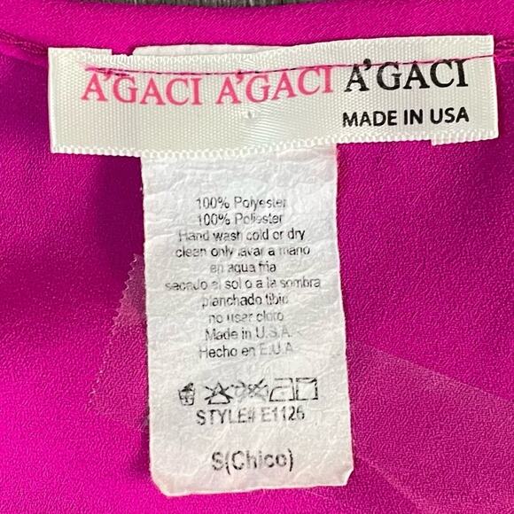 A'GACI BOLD BRIGHT FUCHSIA LIGHTWEIGHT OFFICE SIREN SHIRT TOP SMALL - Picture 3 of 4